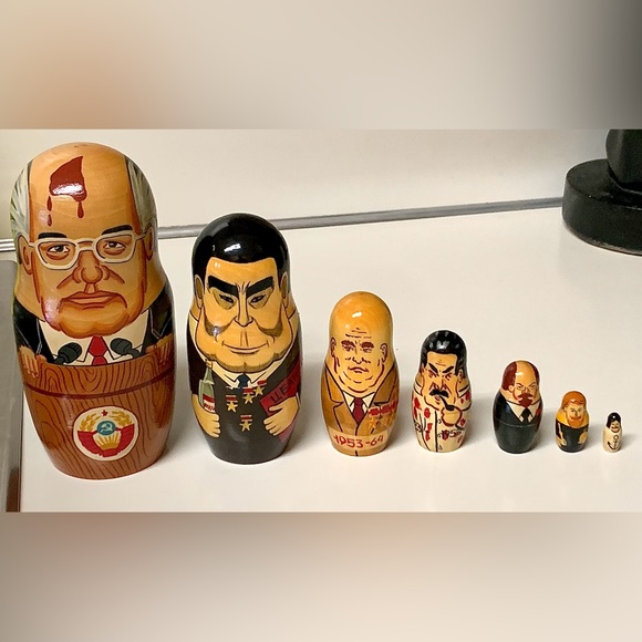 1980s Vintage Soviet Era Hand Painted Wooden Historic Russian Leaders Matryoshka - Picture 3 of 10